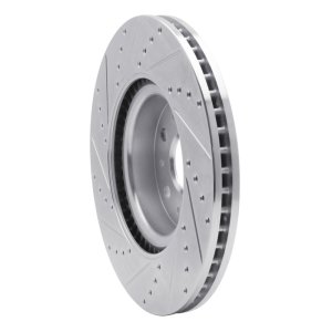 Cadillac CT5 Brake Rotor (1) - Front Right - R1 Concepts - Drilled & Slotted - Silver - `14-`25
